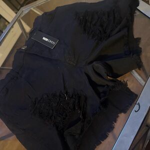 Fashion Nova Black Ripped Denim Shorts